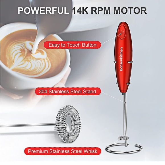 New- Unopened Box Bonsenkitchen Electric Milk Frother/Handheld Drink Mixer - Picture 5 of 7